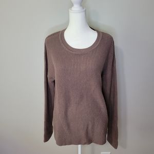 Lucky Brand Brown Chunky Knit Sweater Lace Up Back - Size Medium